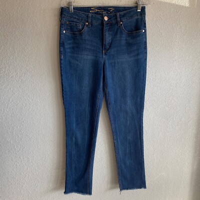 Seven7 Womens Slim Fit Weekend Jean Size 8 Mid Rise Raw Frayed Hem Pants 31x28.5
