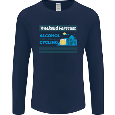 Cycling Weekend Forecast Funny Beer Alcohol Mens Long Sleeve T-Shirt