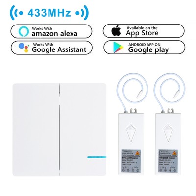 1x 2-Way Wireless +2x WIFI Receiver Remote Smart Alexa Control Wall Switch Home