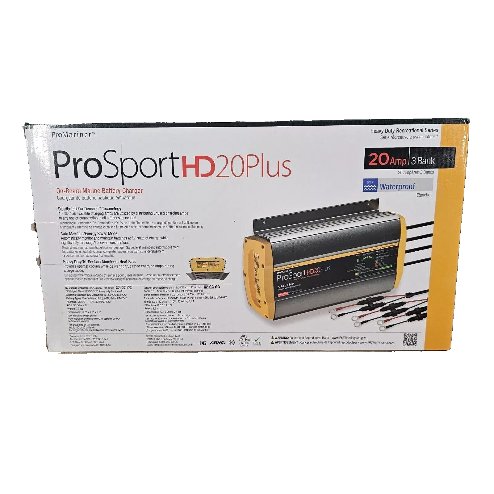 ProMariner ProSport HD PLUS Battery Charger Gen 4 Marine Boat 20 Amp 3 Bank 12V