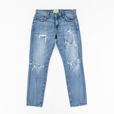 Current/Elliott Womens 26 Denim Jeans Distressed Medium Wash Blue Destroyed