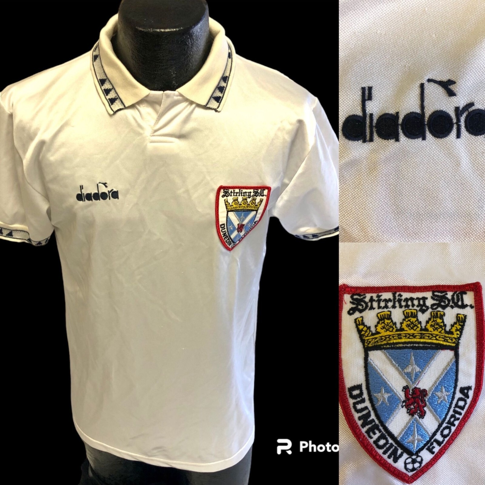 DIADORA 90s BIG LOGO SHIRT JERSEY VINTAGE sz M MEN FOOTBALL