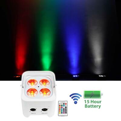 Rockville BEST PAR 50 White Rechargeable Par Wash Up-Light Wireless DMX+RGBWA+UV