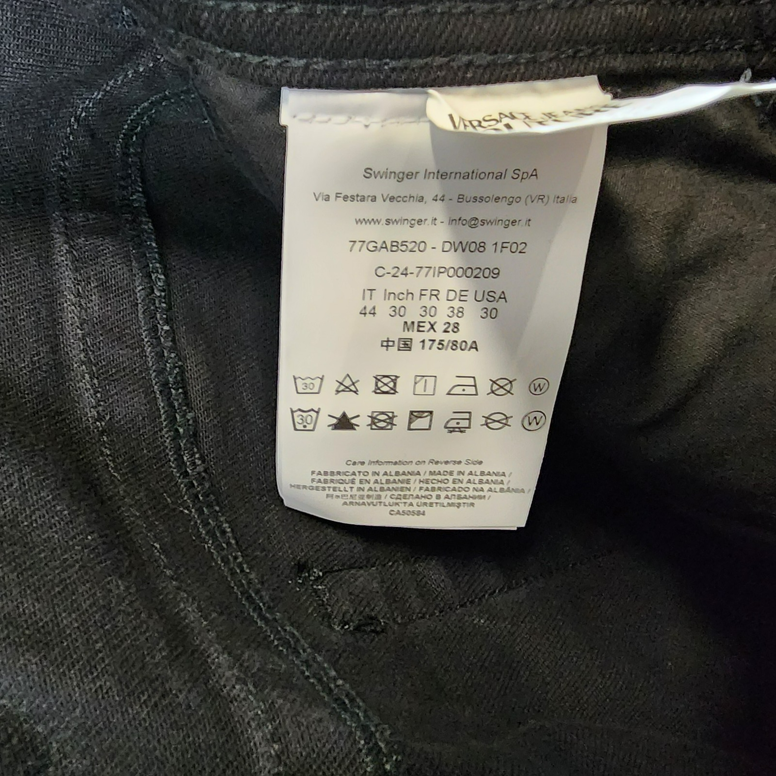 Versace Jeans Couture Regular Fit Jeans Men's 30 Bleached Black Denim Button Zip - Picture 11 of 17