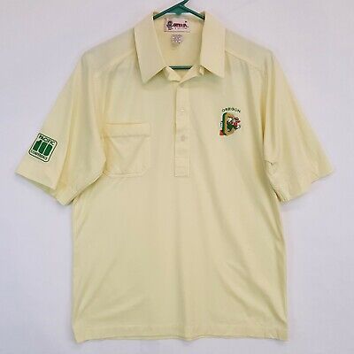 VTG 80s UO Oregon Ducks Antigua Pac 10 Polo Shirt Sz M L Yellow Cotton Blend