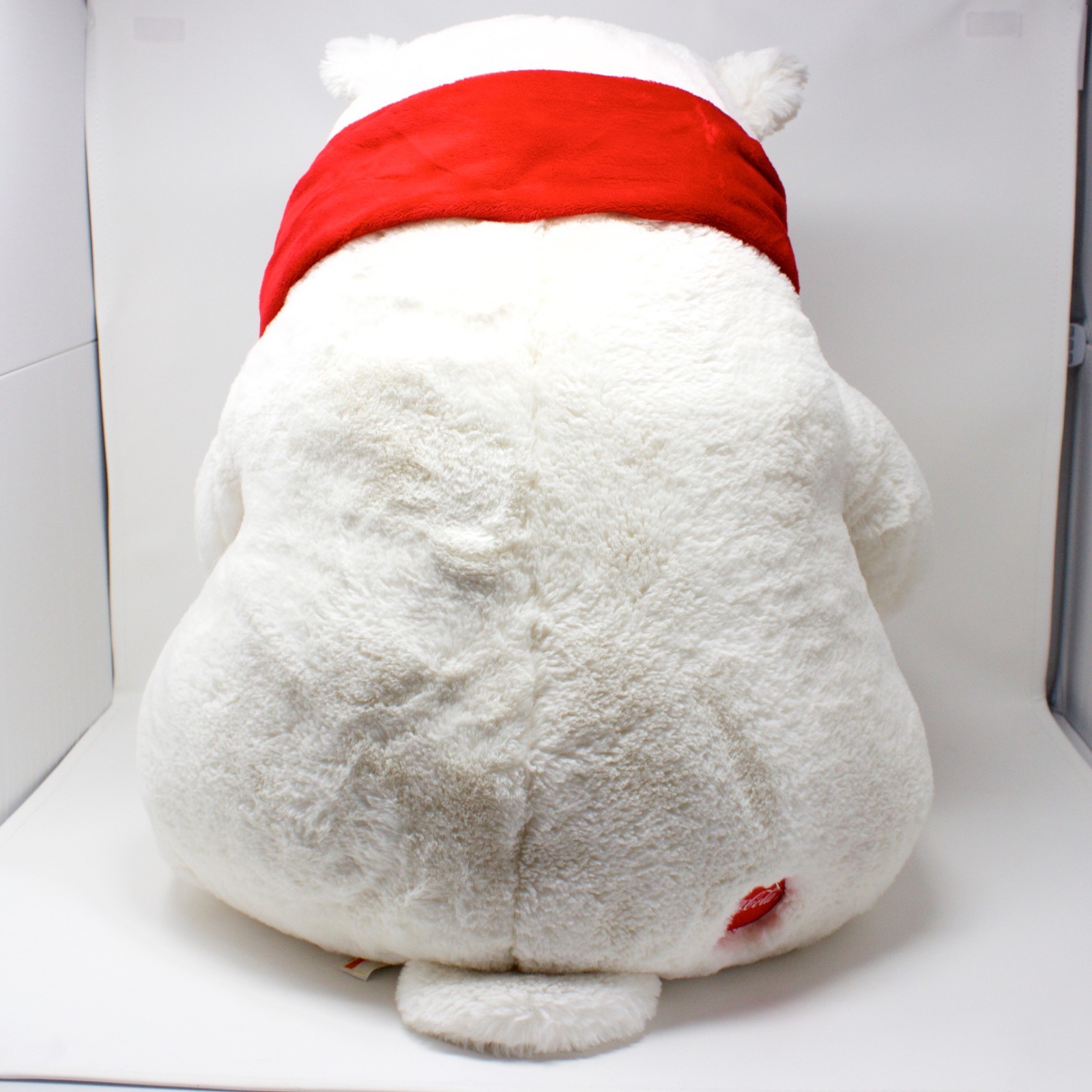 Coca Cola Polar Bear Large Plush Stuffed Animal White Red Scarf Embroidered Logo