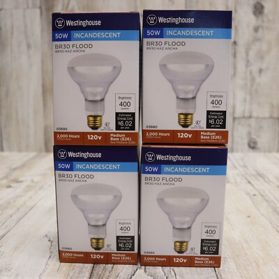 4 Pack- Westinghouse 50 Watt BR30 Flood Light Bulb E26 Medium Base 03680