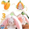 Mukorolee 2PCS Reversible Carrot Strawberry Bunny Plush with Zipper, Easter Bunny Stuffed Animal Toy, Cute Rabbit Plushie Birthday Gift for Boys Girls Kids (1pcs 10