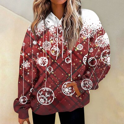 Women'S Fashion Hoodies & Sweatshirts Long Sleeve Drawstring Hoodies Christmas