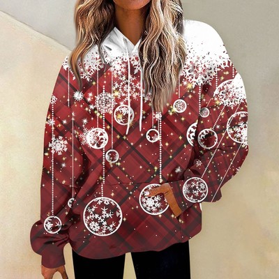 Women'S Fashion Hoodies & Sweatshirts Long Sleeve Drawstring Hoodies Christmas