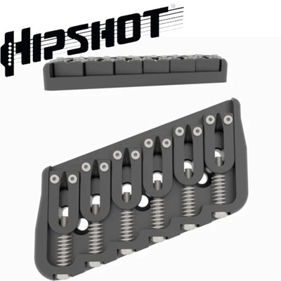 USA Hipshot 6 String Multi-Scale Fixed Guitar Bridge 21° Angle .175'' Floor BLACK