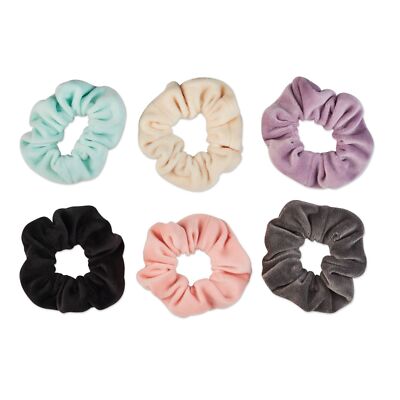 Scunci No Damage Velour Velvet Scrunchies, Assorted Pastel Colors, 6-Pieces