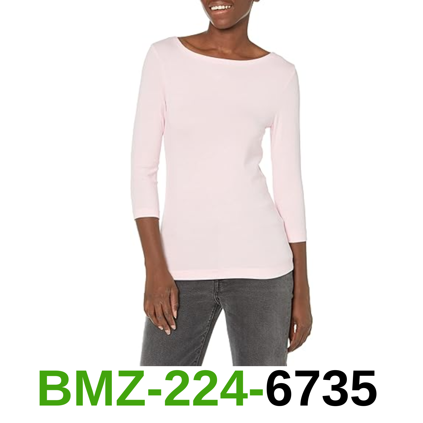 Amazon Essentials Women's Slim-Fit 3/4 Sleeve Boat Neck T-Shirt, Light Pink, X-L