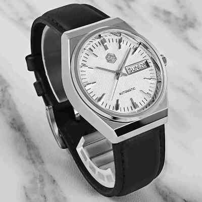 Pre-owned San Martin Sn0102-g Seagull Automatic White Dial 37mm 5atm Men's Dress Watch