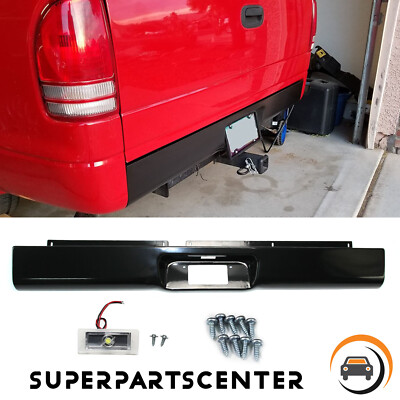 Rear Bumper Steel Roll Pan w/License Plate Light For 1997-2004 Dodge Dakota