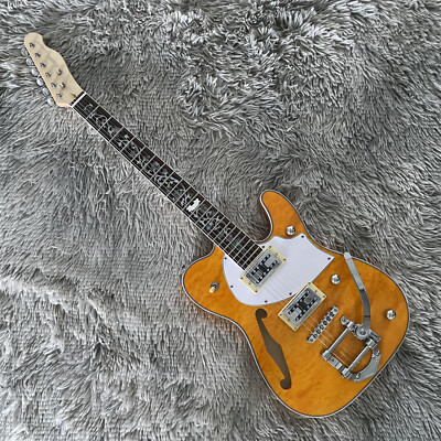 Quilted Maple Top TL Electric Guitar Semi Hollow Body HH Pickups Basswood Body