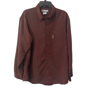 Columbia Button Down Shirt Collared Long Sleeve Logo Pocket Men's XL Maroon