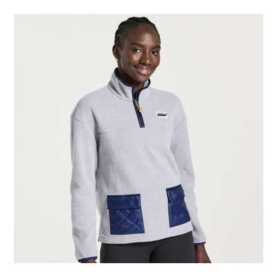 

Saucony Women Rested Sherpa Zip 1/4 Light Grey Heather  Apparel