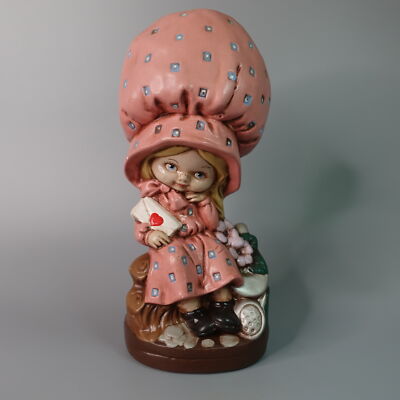 Vintage Cute Valentine Pink Blonde Girl Ceramic Figurine Statue Bank Bernard