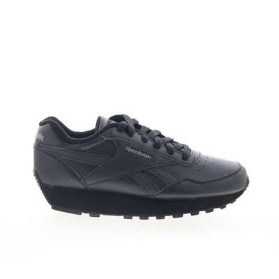 Reebok Rewind Run Womens Black Leather Lace Up Lifestyle Sneakers Shoes