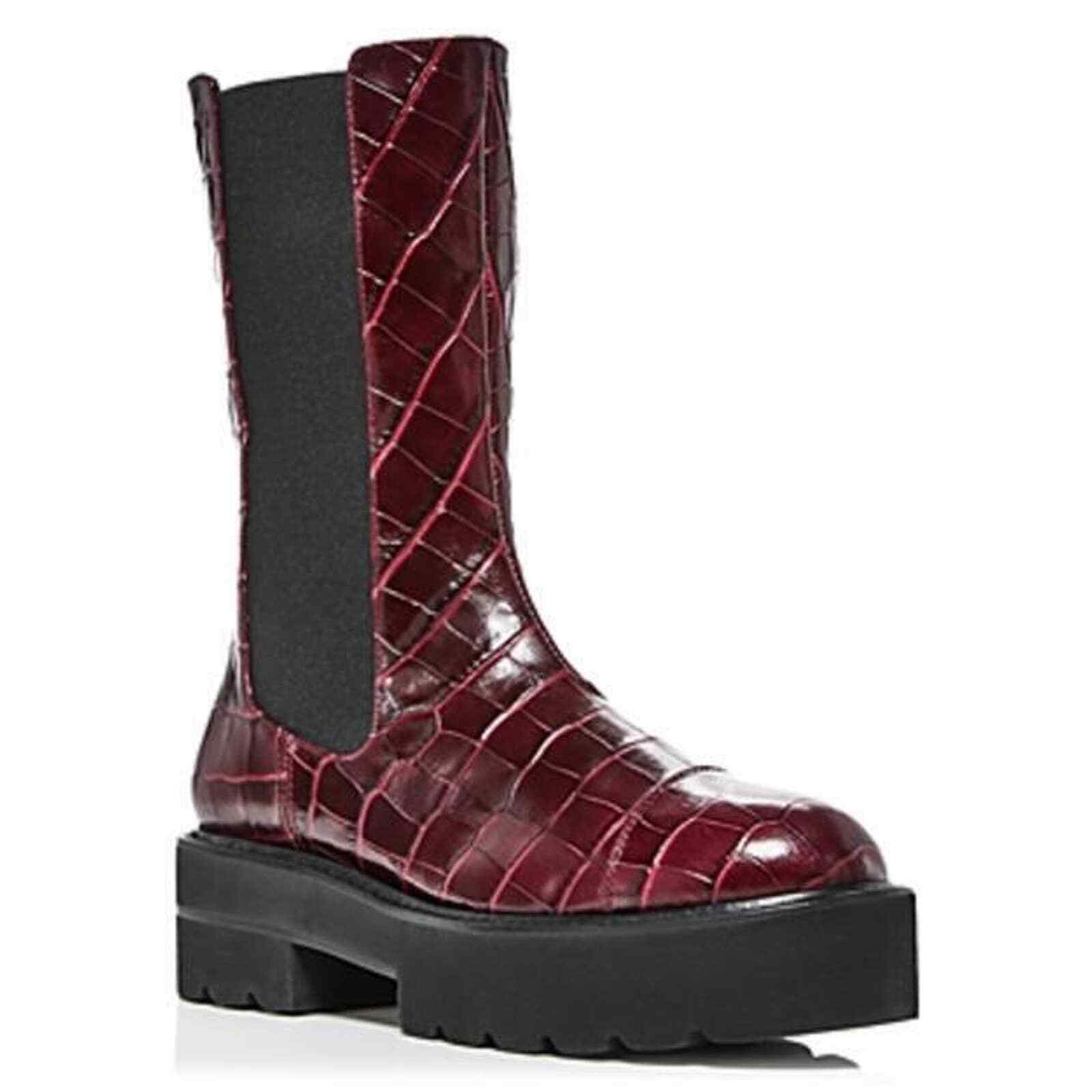 

Женские ботинки до середины икры Stuart Weitzman Presley Ultralift с тиснением под крокодила, США 6, Красный