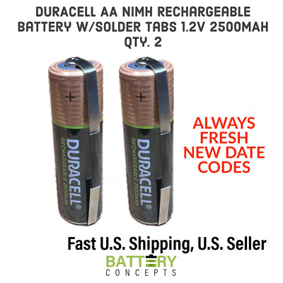 2 x Premium Rechargeable AA Ni-MH 2500mAh Battery - With Solder Tabs
