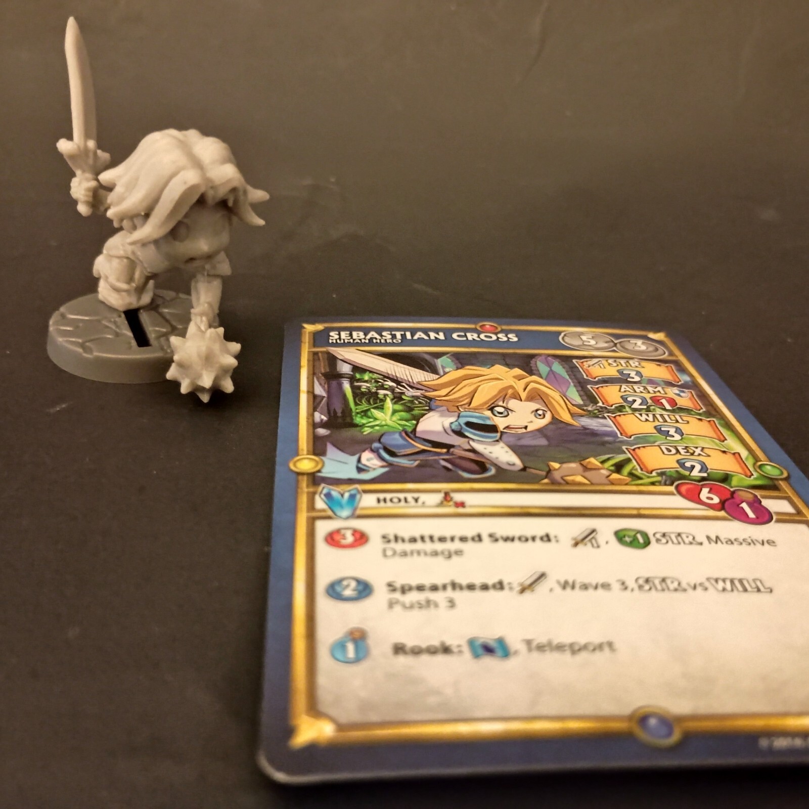 Sebastian Cross Super Dungeon Explore Hero Miniature With Card Good Condition