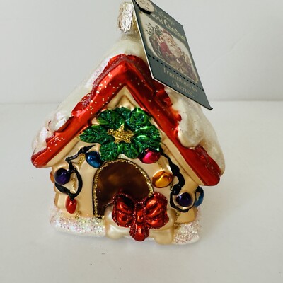 NWT Old World Christmas OWC Dog House Snowy Glass Christmas Ornament 2004 Merck
