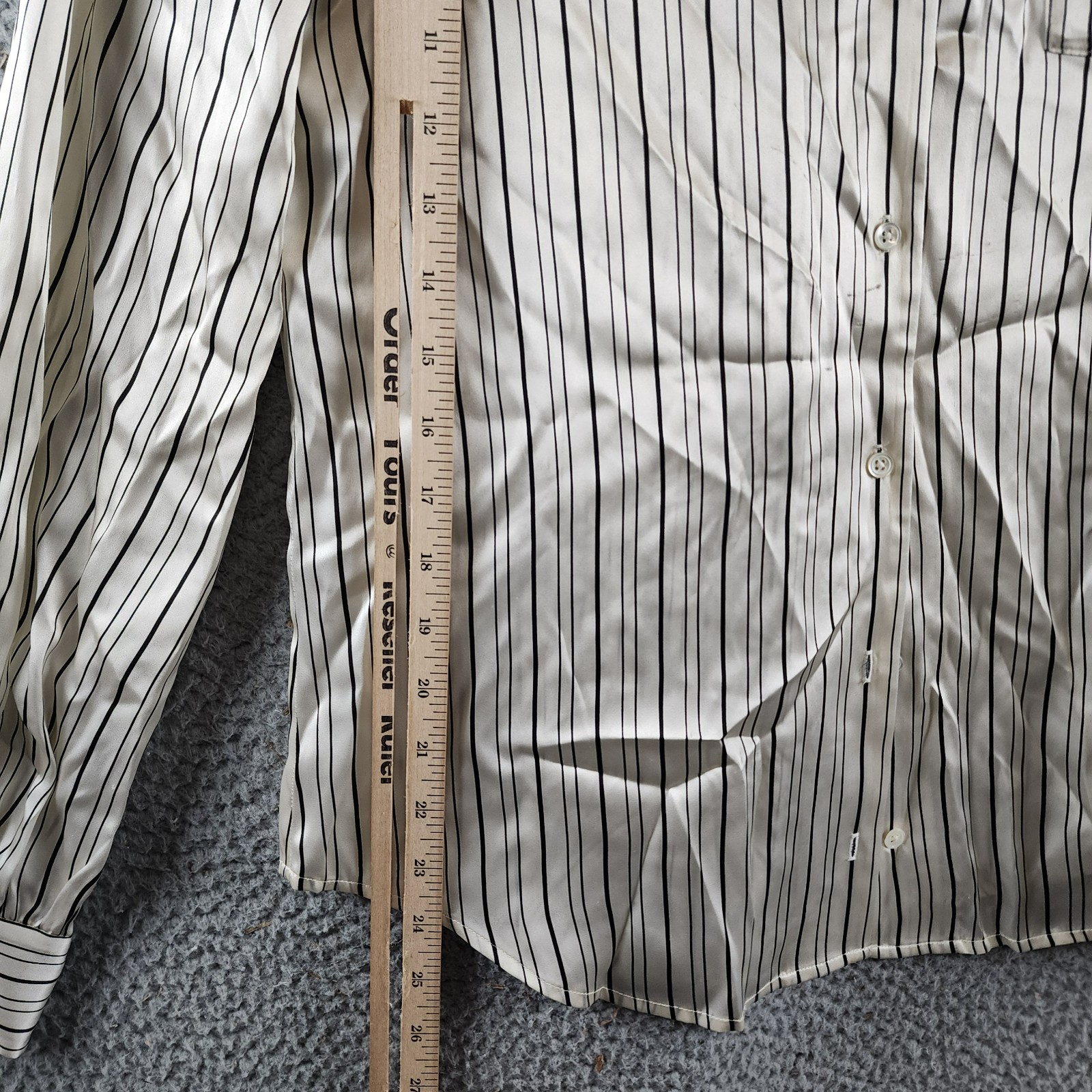 PAIGE Capriana Striped Silk Shirt Women's XS Antique White/Black Long Sleeve - Picture 9 of 14