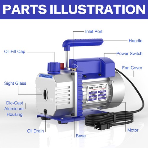 VALUE Refrigeration Vacuum Pump Refrigeration Air Conditioning Pump Air 3CFM 1/4