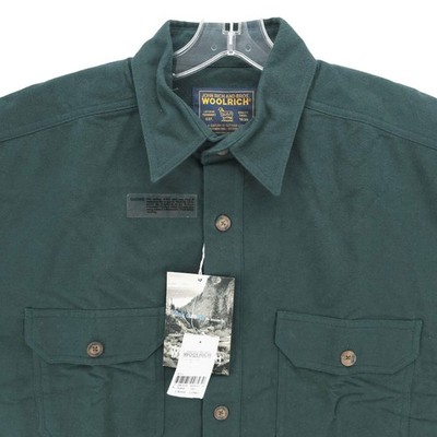 NWT WOOLRICH Long Sleeve Shirt Dark Green 90s Y2K Size LARGE LONG