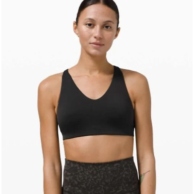 Lululemon In Alignment Black Racerback Sports Bra Size 4