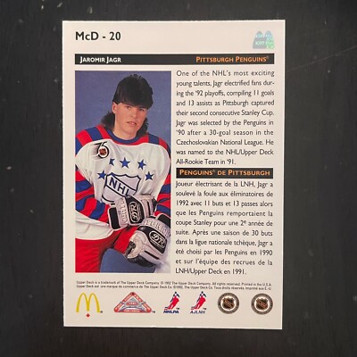 1992 Upper Deck McDonalds #McD-20 Jaromir Jagr