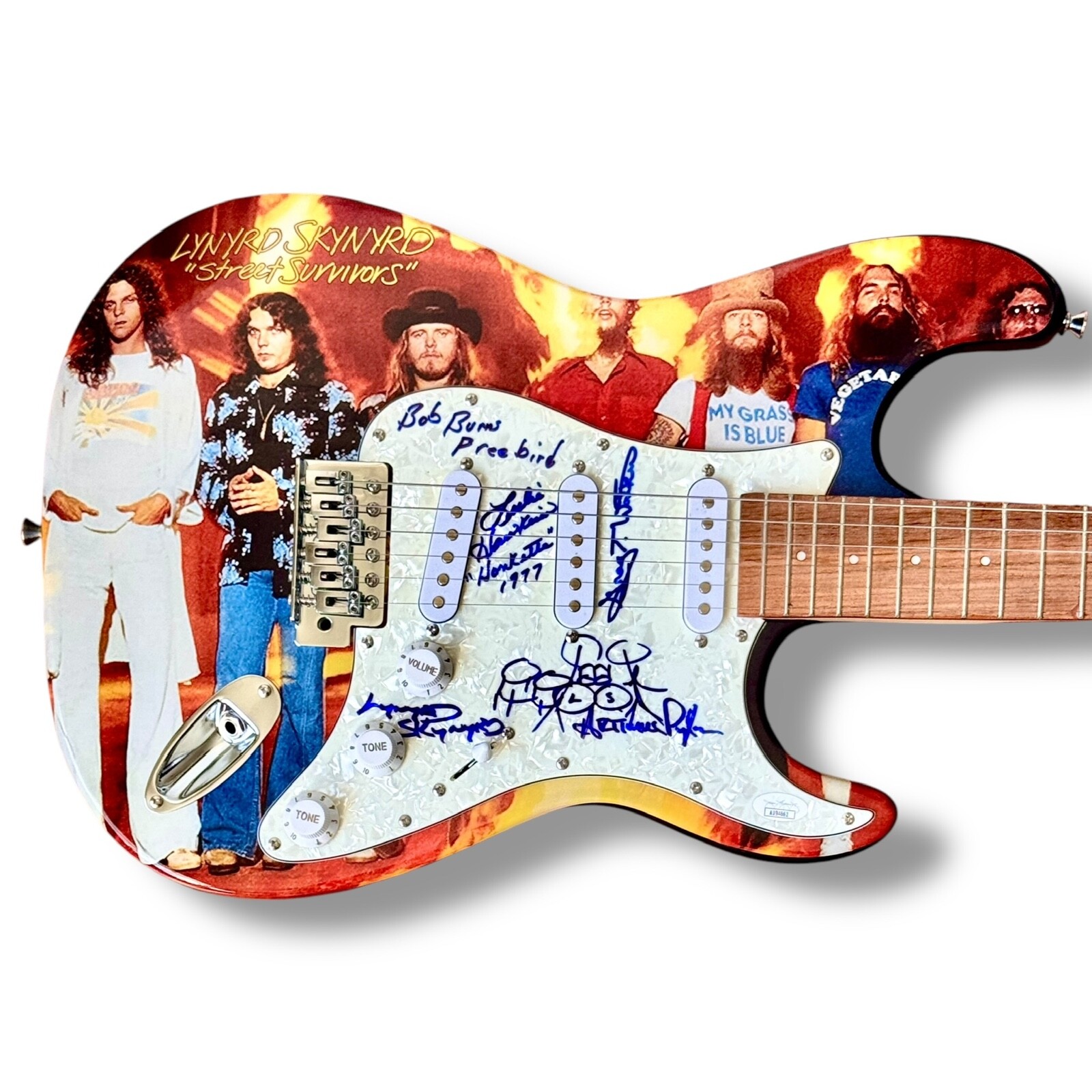 Lynyrd Skynyrd Signed Guitar Custom Graphics JSA COA BURNS