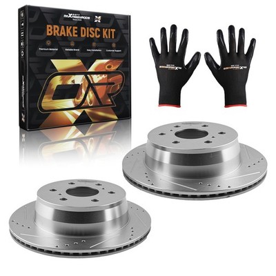 13.58in. Rear Drilled & Slotted Brake Rotors For Cadillac Escalade ESV 2007-2020