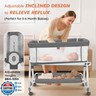 Madewell Living 4-in-1 Baby Bassinets Bedside Sleeper, Bedside Bassinet with Wheels, 6-Height Adjustable Bassinet with Soft Mattress, Mosquito Net, Soothing Toy for Newborns and Infants(Grey)