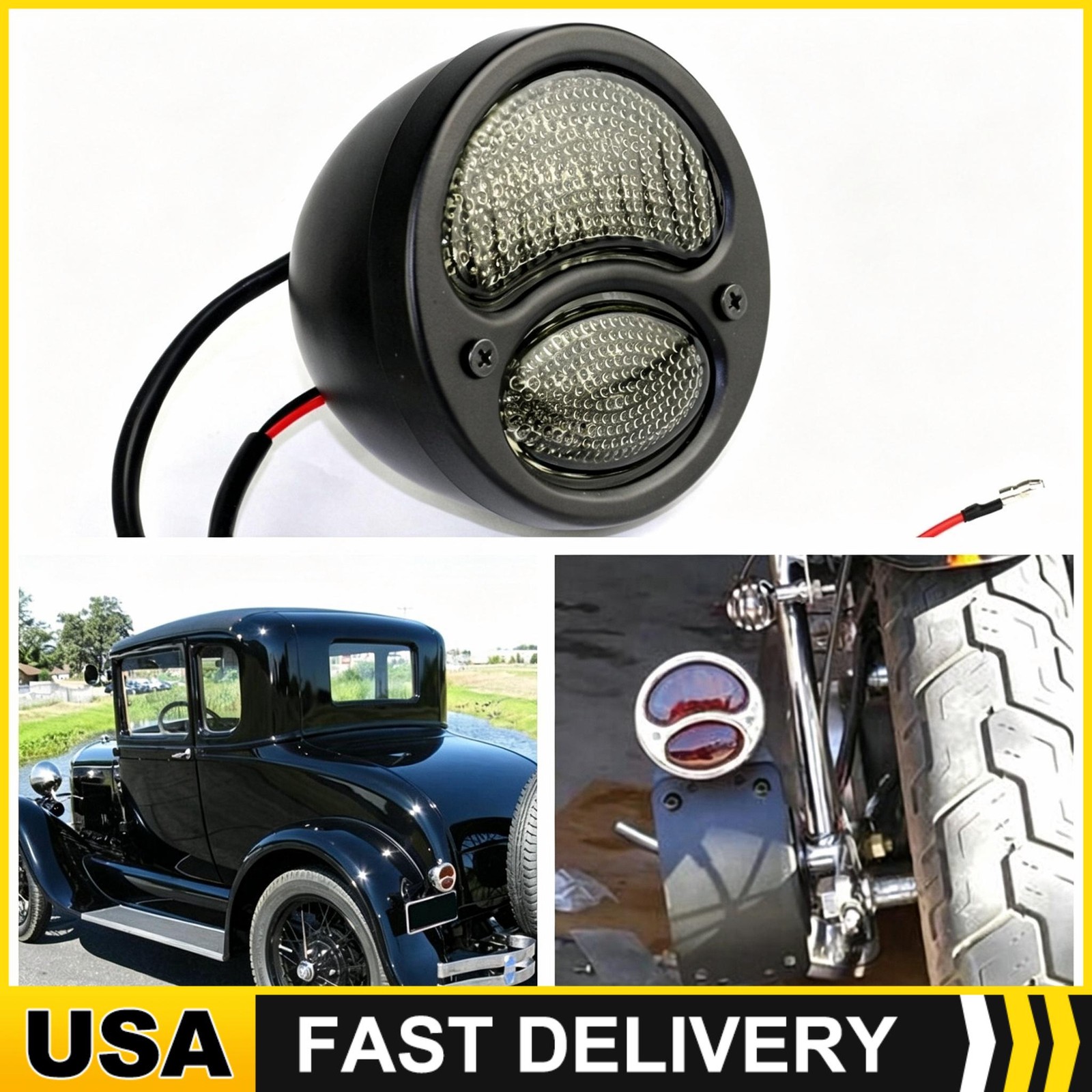 Black LED taillights  turn signals and brake lights  for 1928–31 Ford Model A