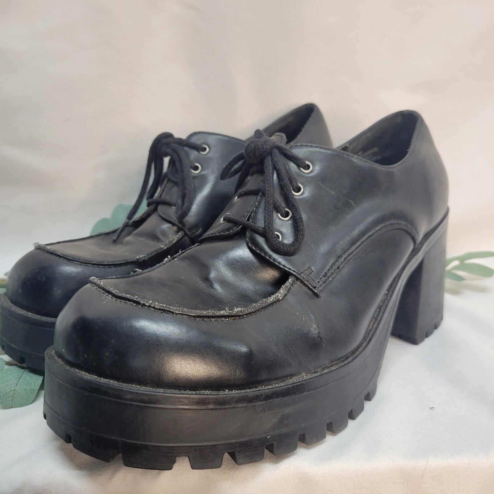 VTG 90 s Y2K Mudd Platform Black Oxford 