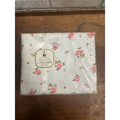 Vintage 1970s Princess Rose Springmaid Full Bed Combed Percale Sheet NEW