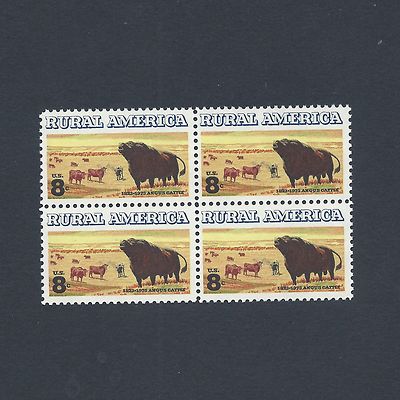 Black Angus Cattle - Vintage Mint Set of 4 Stamps 50 Years Old!