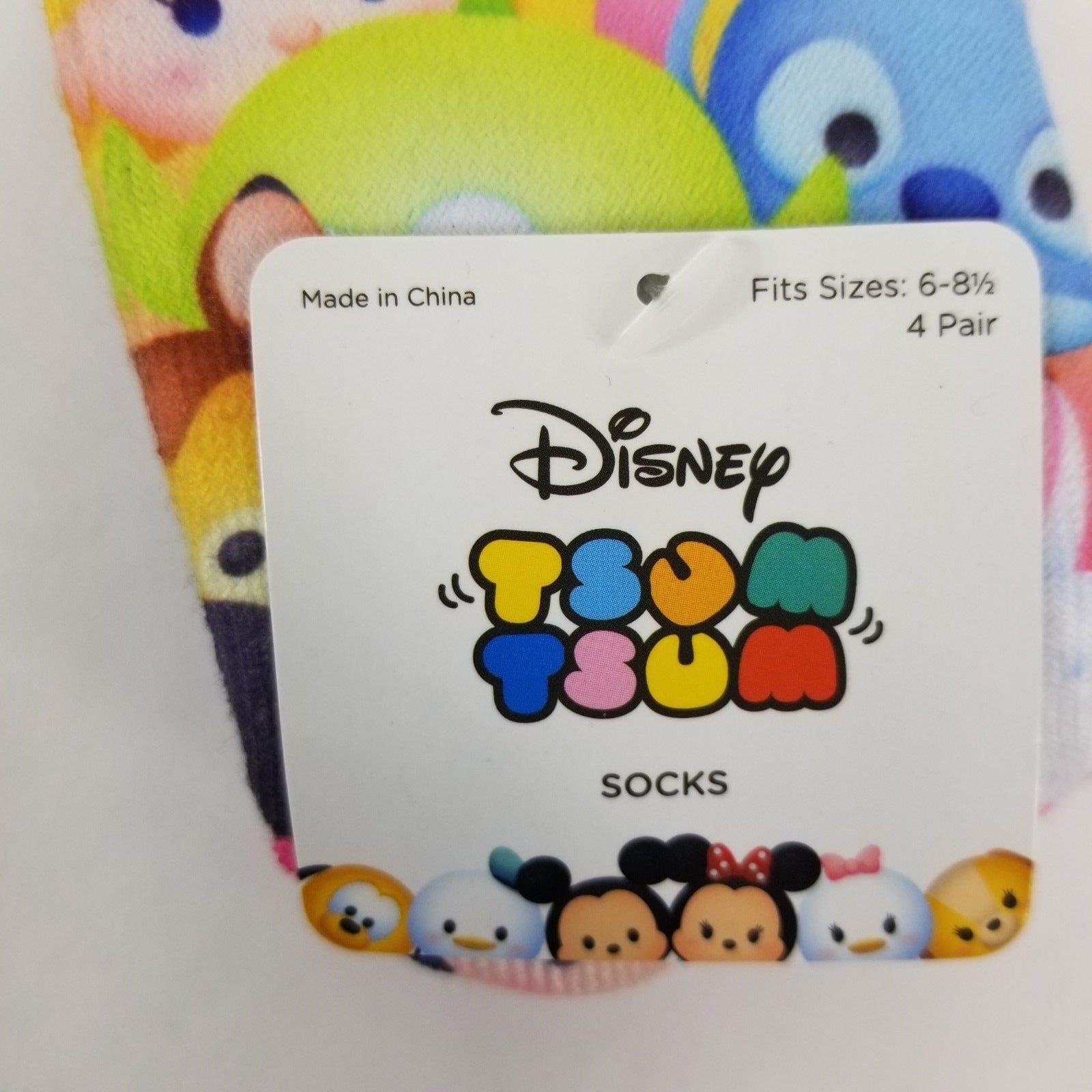 Disney Tsum Tsum Kids Socks Sz 6-8.5 Mickey Stitch Goofy Winnie The Pooh 4 Pack