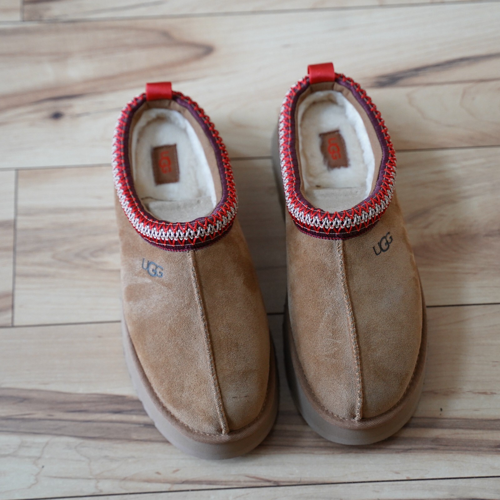 Pre-owned Ugg Tasman Tazz Platform Slipper Three Colors Olive Green/ Chestnut/black Size 9