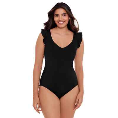NWT WOMENS NO BOUNDARIES CORE 1 PC BLACK  SWIMSUIT SIZE L 11-13