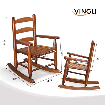 Child's Wood Rocking Chair Porch Rocker Back Garden Seat for Outdoor & Indoor