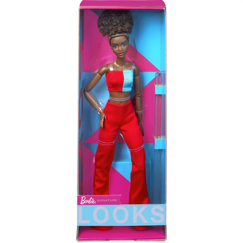 Barbie Looks Doll with Natural Black Hair in Color Block Crop Top New Toy Gift