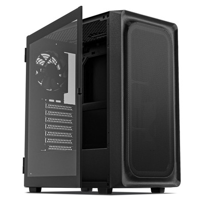 EC2 Black ATX Mid Tower PC Case, Type-C Ready, Supports 40 Graphics Cards, Te...