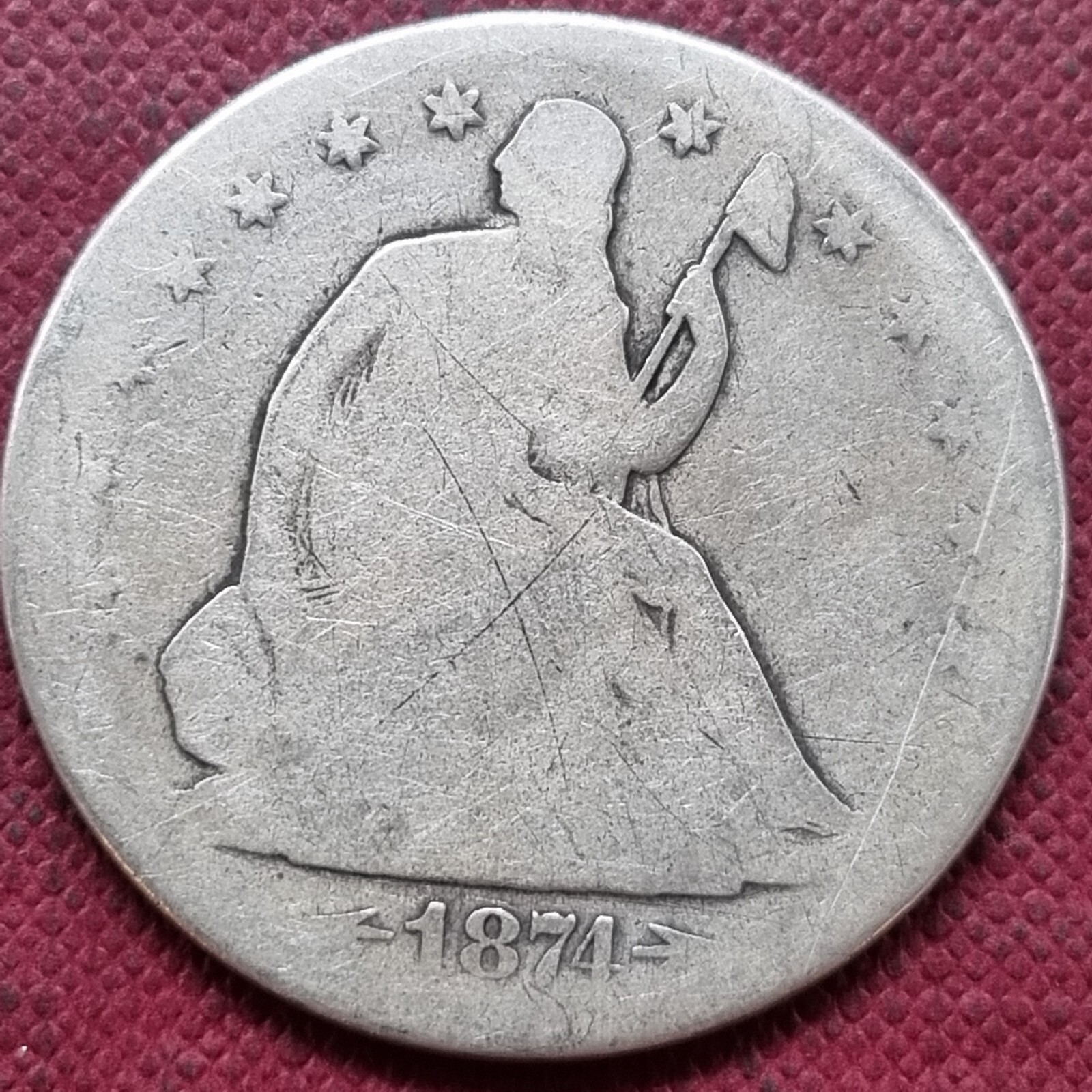 1874年 シーッティドリバティ50セント 1874年 シーテッド リバティ ハーフダラー 銀貨 50セント 自由の
