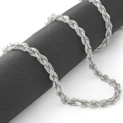 NURAGOLD 10K WHITE GOLD MENS 5MM ITALIAN DIAMOND CUT ROPE CHAIN LINK PENDANT NECKLACE 28"