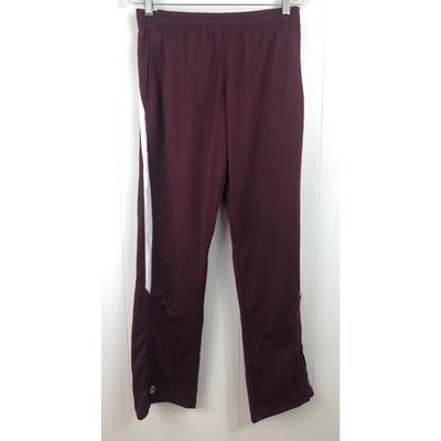 Holloway Athletic Pants Women Size S Maroon Drawstring Pockets Lined Zip Legs