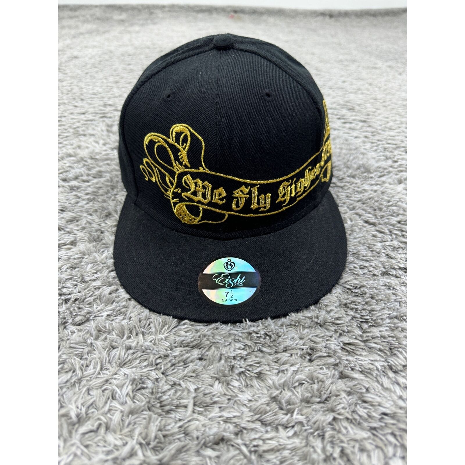 Young Jeezy Eight732 8732 Fitted Cap Hat Mens 7.5 Black Wool Young Jeezy Eight732 8732 Fitted Cap Hat Mens 7.5 Black Wool